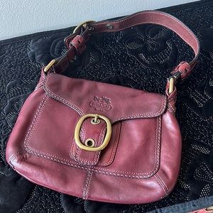Burgundy Coach Leather Shoulder Bag